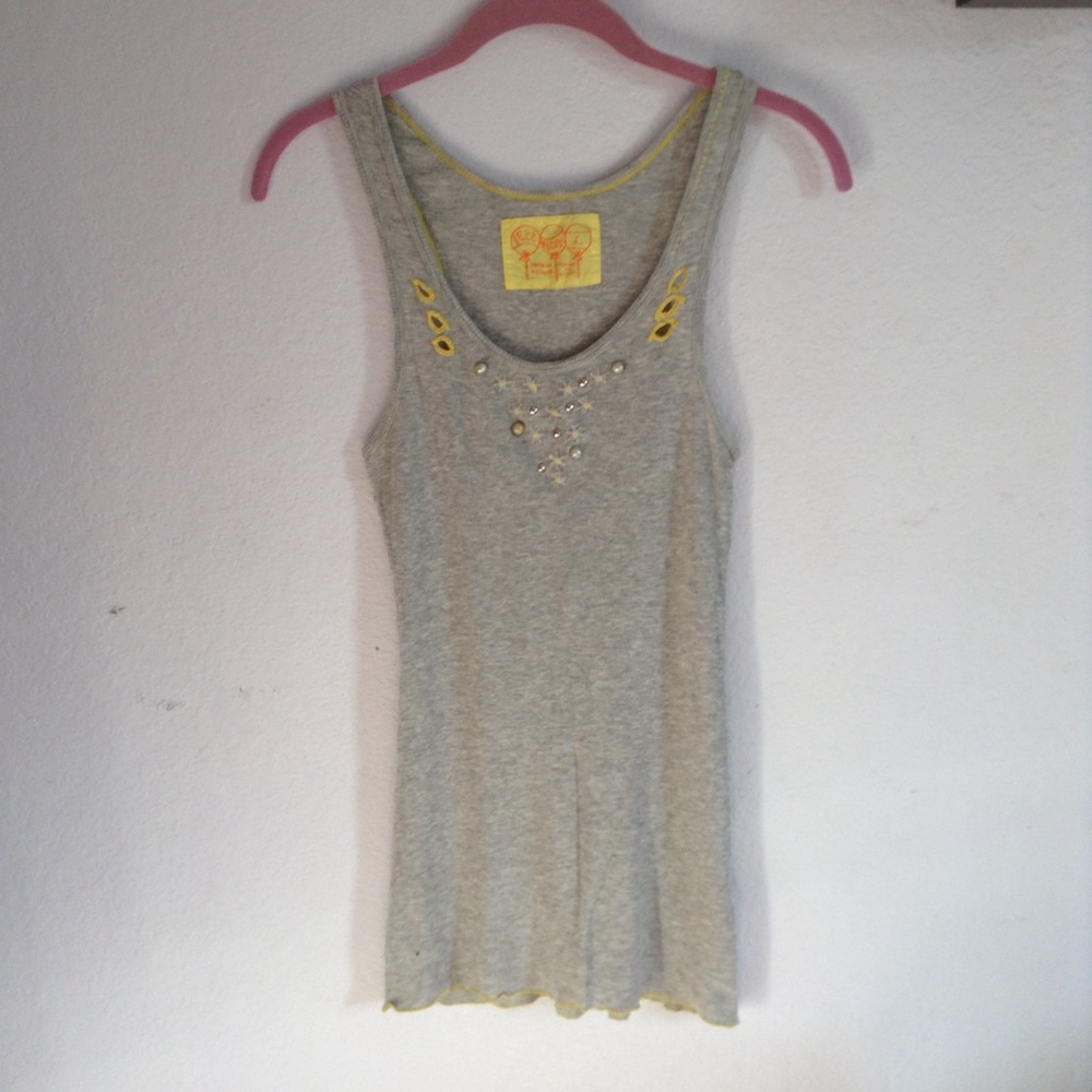 Free people grey L beaded tank